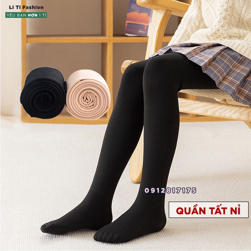 Quần tất giữ ấm cho bé gái 3-10 tuổi - Quần lót lông / nỉ giữ nhiệt cho bé gái màu da và màu đen