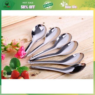 [Rẻ vô địch] Bộ 10 muỗng bầu ăn canh inox cán ngắn - Bộ 10 muỗng nhỏ gọn tiện lợi