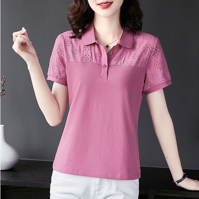 Áo Thun Polo Tay Ngắn Bằng Vải Cotton Thời Trang Mùa Hè Sành Điệu Cho Nữ