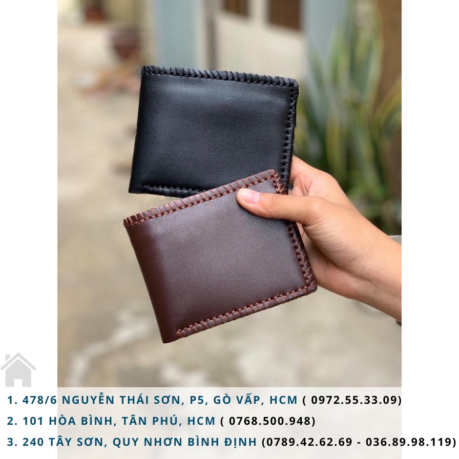 Ví Da Nam - Da Bò Xịn 100% - May Viền Thủ Công- Có hộp đựng làm quà tặng