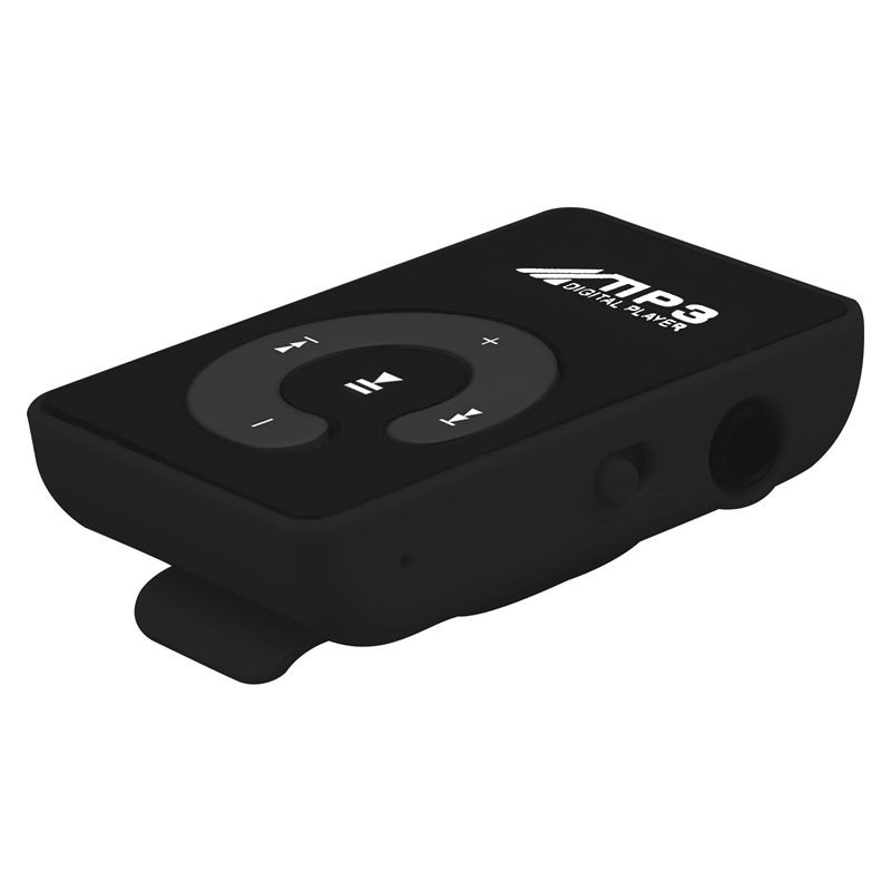 Máy phát nhạc MP3 USB kỹ thuật số có kẹp gương mini hỗ trợ thẻ SD TF 8GB màu đen