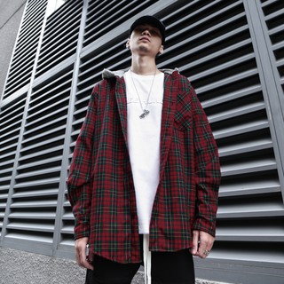 Áo Sơ Mi Hooded Flannel Jacket Màu Đỏ