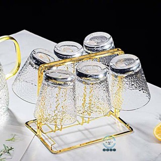 Bộ 6 cốc thủy tinh trắng uống nước, trà cà phê vân nhám cao cấp