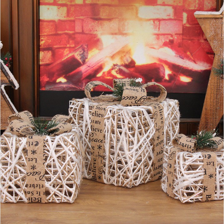 Bộ hộp quà trang trí Giáng sinh luxury - combo 3 hộp