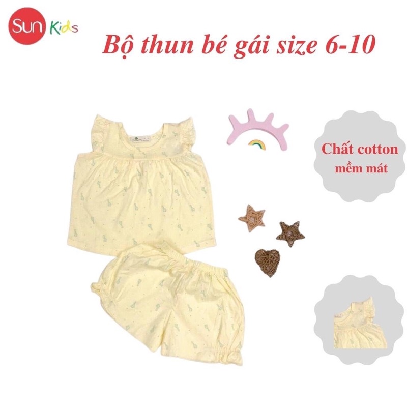 Đồ bộ thun bé gái, đồ bộ trẻ em chất cotton, có nhiều màu, size 6-10 tuổi - SUNKIDS1