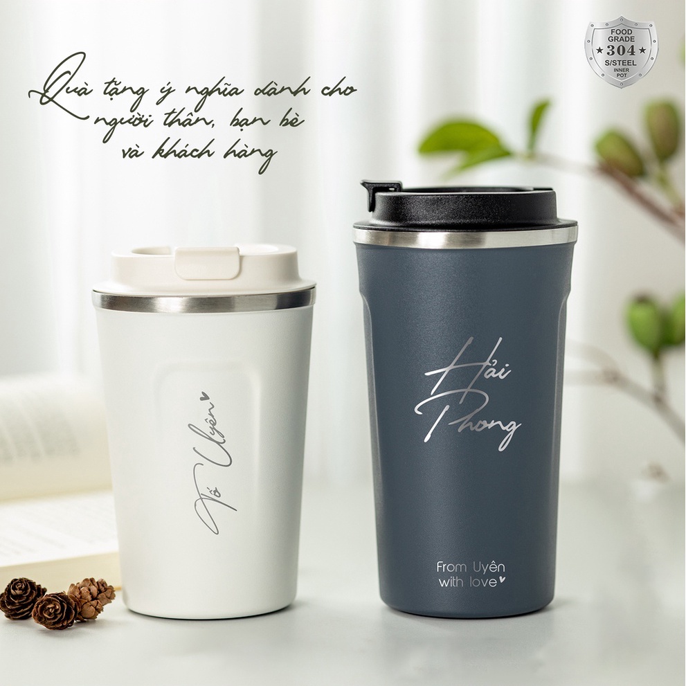 Ly giữ nhiệt starbuck FanHousecốc coffee 510ml khắc tên inox 304 giữ nhiệt 8-12h tặng sticker và que rửa bình