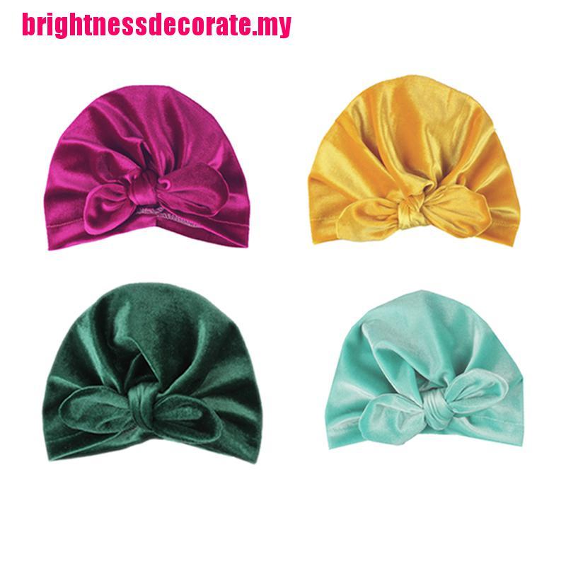 Mũ Turban Vải Nhung Vành Rộng Co Giãn Thời Trang Mùa Đông Mới Cho Bé Gái