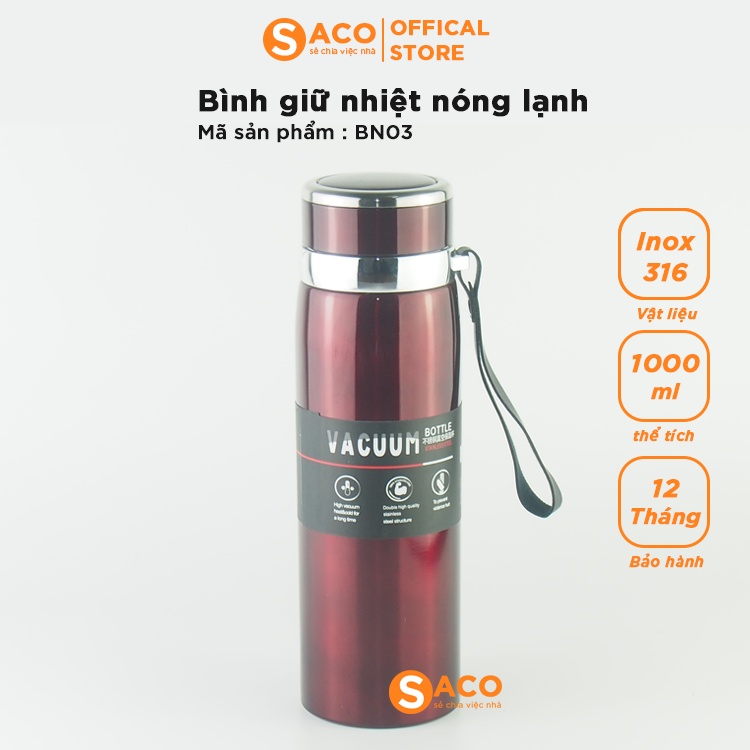 Bình giữ nhiệt nóng lạnh 800ml, 1000ml giữ nhiệt 24h đựng đá mùa hè