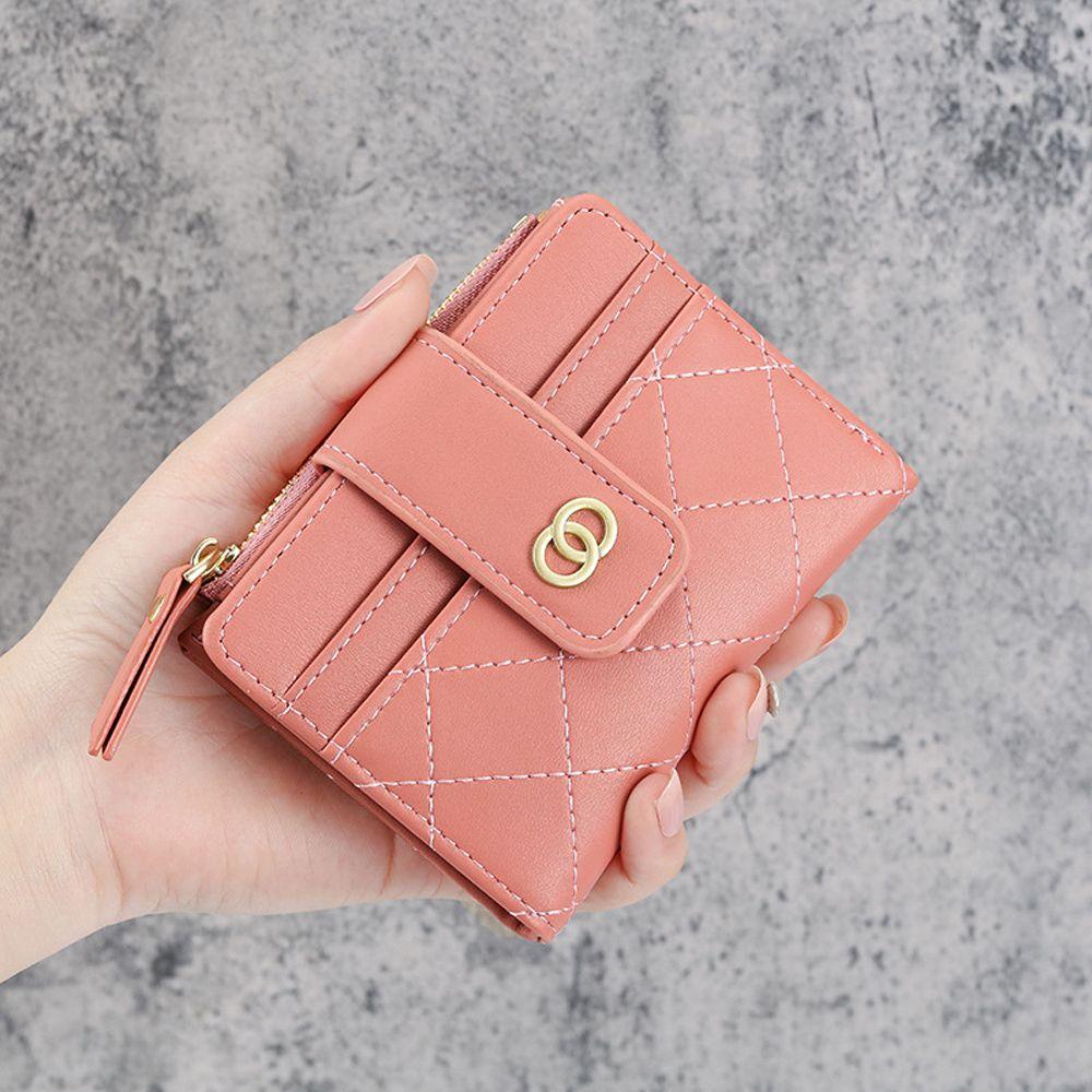 Ví Đựng Tiền Xu Bằng Da PU Thiết Kế Hai Vòng Tròn Phong Cách Retro Thanh Lịch Dành Cho Nữ
