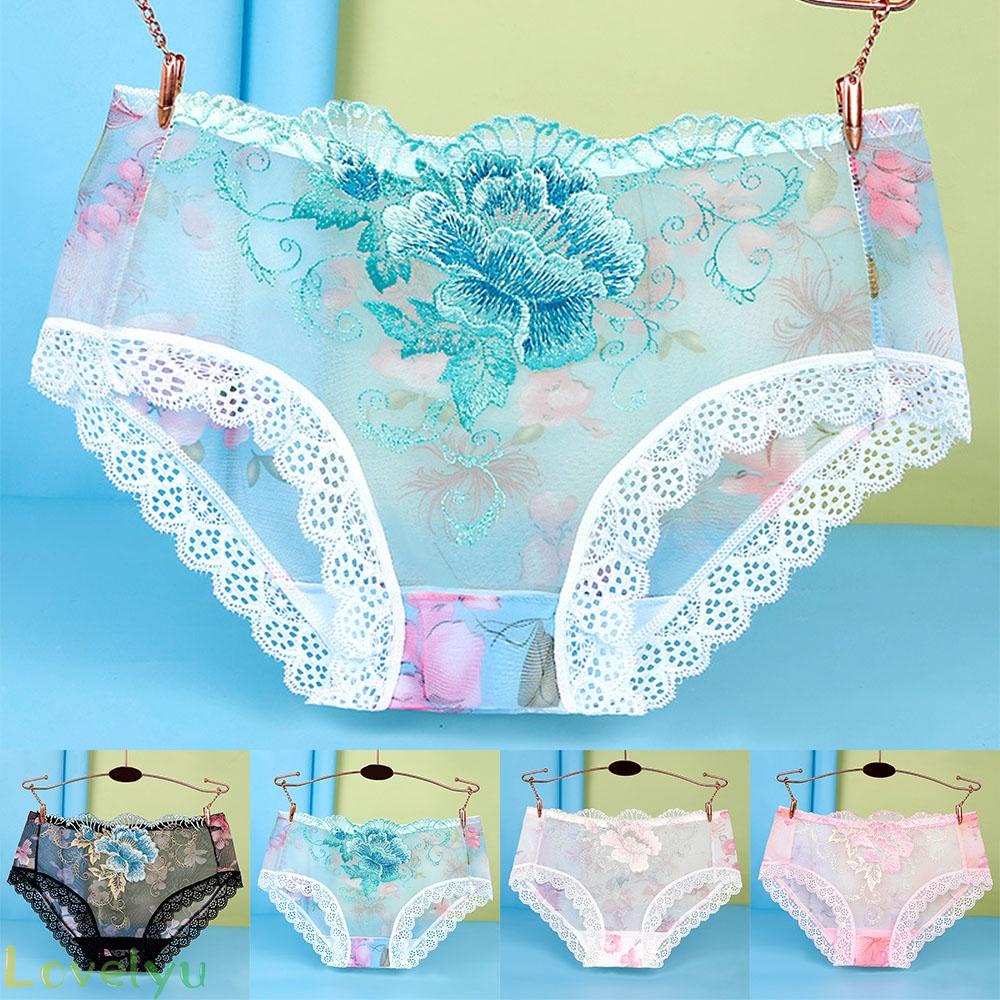 Plus Women-Sexy Lace Seamless Underwear Skin-Friendly Transparent Briefs Panties@New