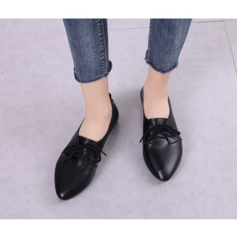 Giày Bệt Nữ, Giày Búp Bê Da Mũi Nhọn Thời Trang Mery Shoes Cực Xinh Có Dây Buộc - MBS182 | BigBuy360 - bigbuy360.vn