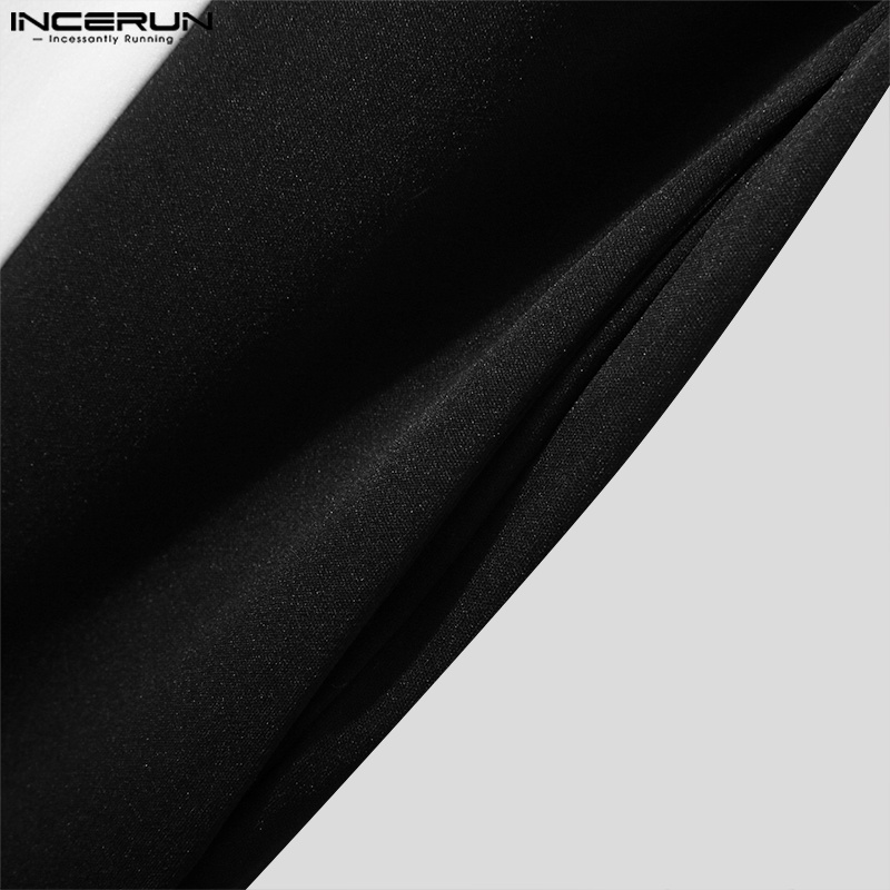 Áo liền quần INCERUN ngắn tay họa tiết kẻ sọc phong cách Anh Quốc thanh lịch cho nam