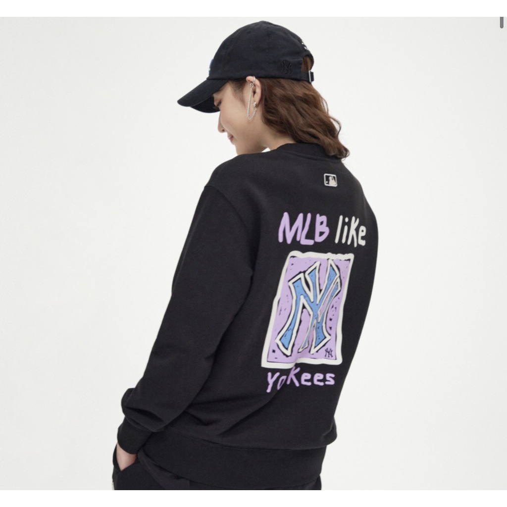 Áo Swt MLB like square print đen NewYork