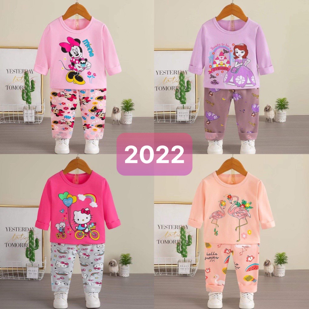 (26-36kg) Đồ bộ quảng châu xuất Hàn - Bộ dài tay thu đông xuất Hàn cho bé gái (chọn mẫu)