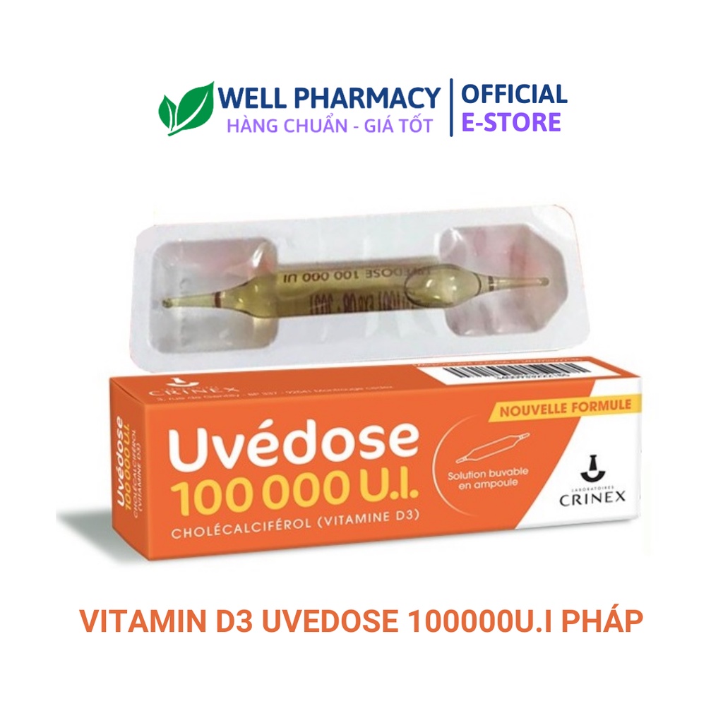 Pháp- Vitamin D3 Uvedose Liều Cao 100000 UI Cho Bé Từ 18 Tháng hộp 1 ống