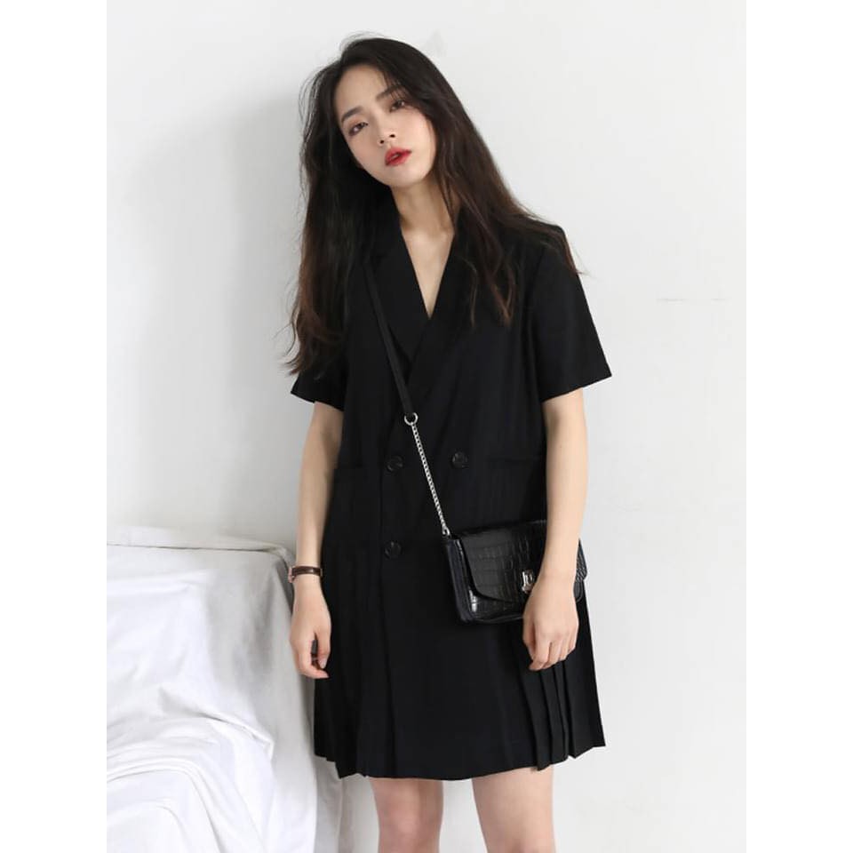 Váy Bầu Thiết Kế Đầm bầu Công Sở Dáng Xuông đuôi cá xếp ly. Kiểu Dáng Sang Chảnh Màu Đen MB207