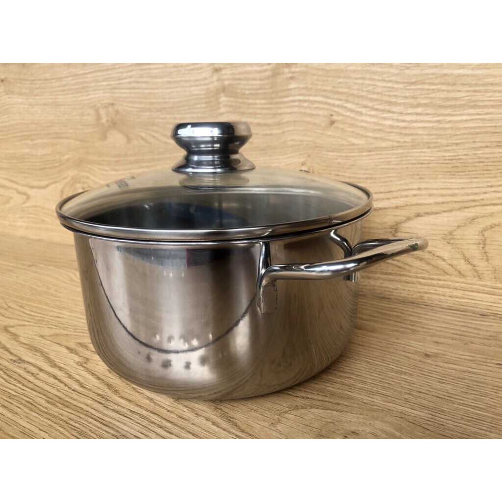 Nồi inox Fivestar 3 đáy inox 430 16/18/20/24cm vung kính -đun từ