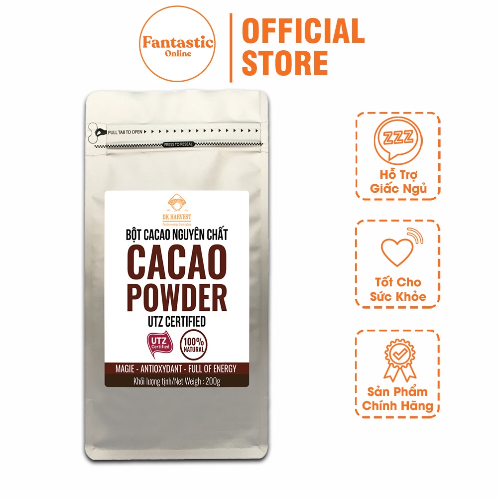 Bột Cacao Nguyên Chất DK Harvest - Khối Lượng 100g - Đồ Uống An Toàn Cho Sức Khỏe - CaCao Nguyên Chất
