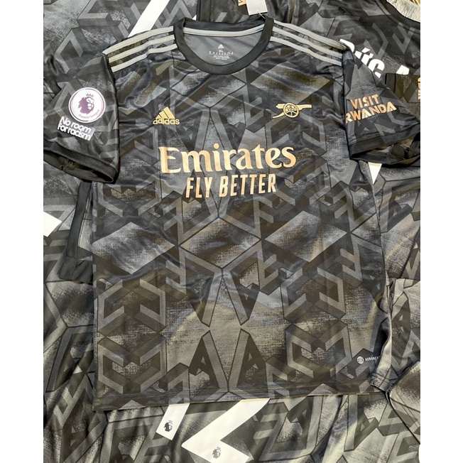 Set Bộ quần áo bóng đá vải gai thái clb arsenal áo đen quần đen mùa giải 2022 2023