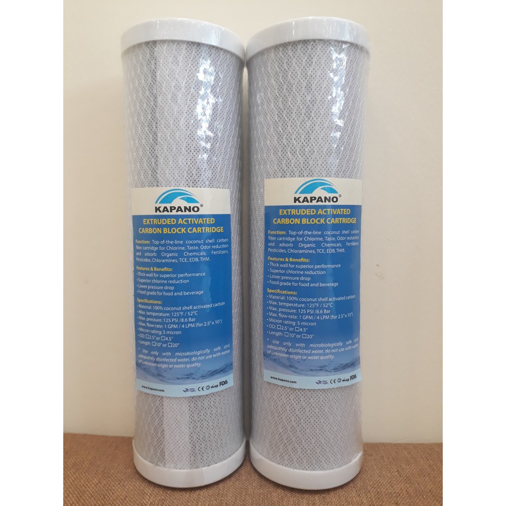 Lõi lọc than hoạt tính khối đặc CTO 10″ Kapano (cấp lọc số 2, 3) - Hàng chính hãng