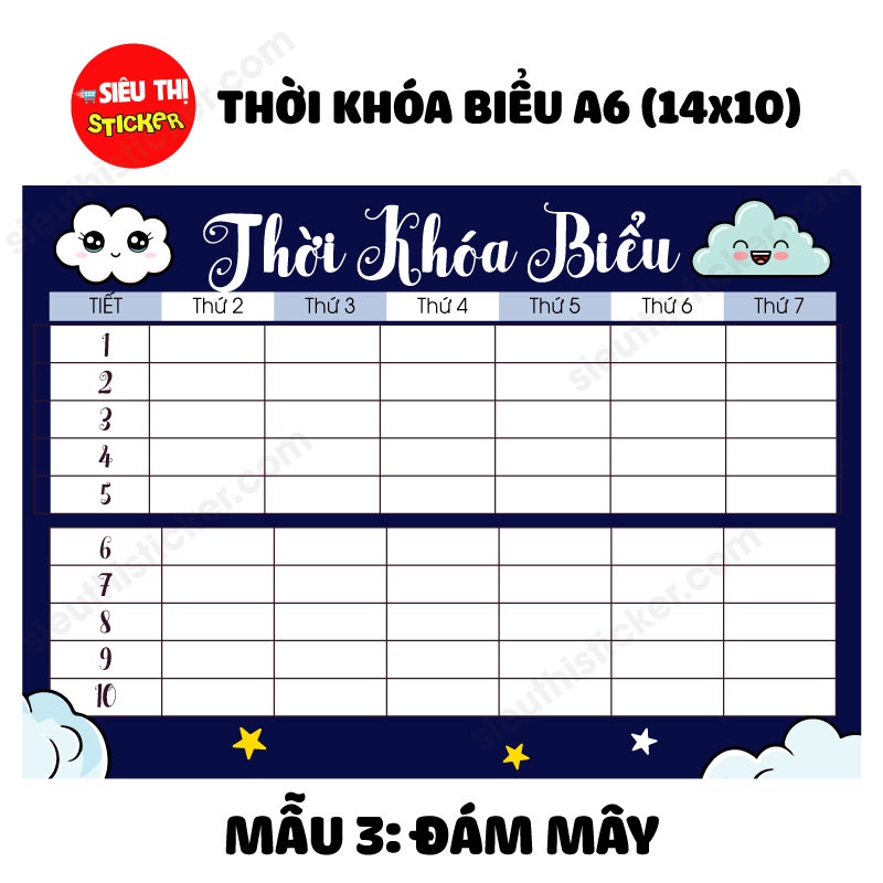 Thời khóa biểu dễ thương trang trí góc học tập kích thước A6 nhiều mẫu dễ thương, độc đáo