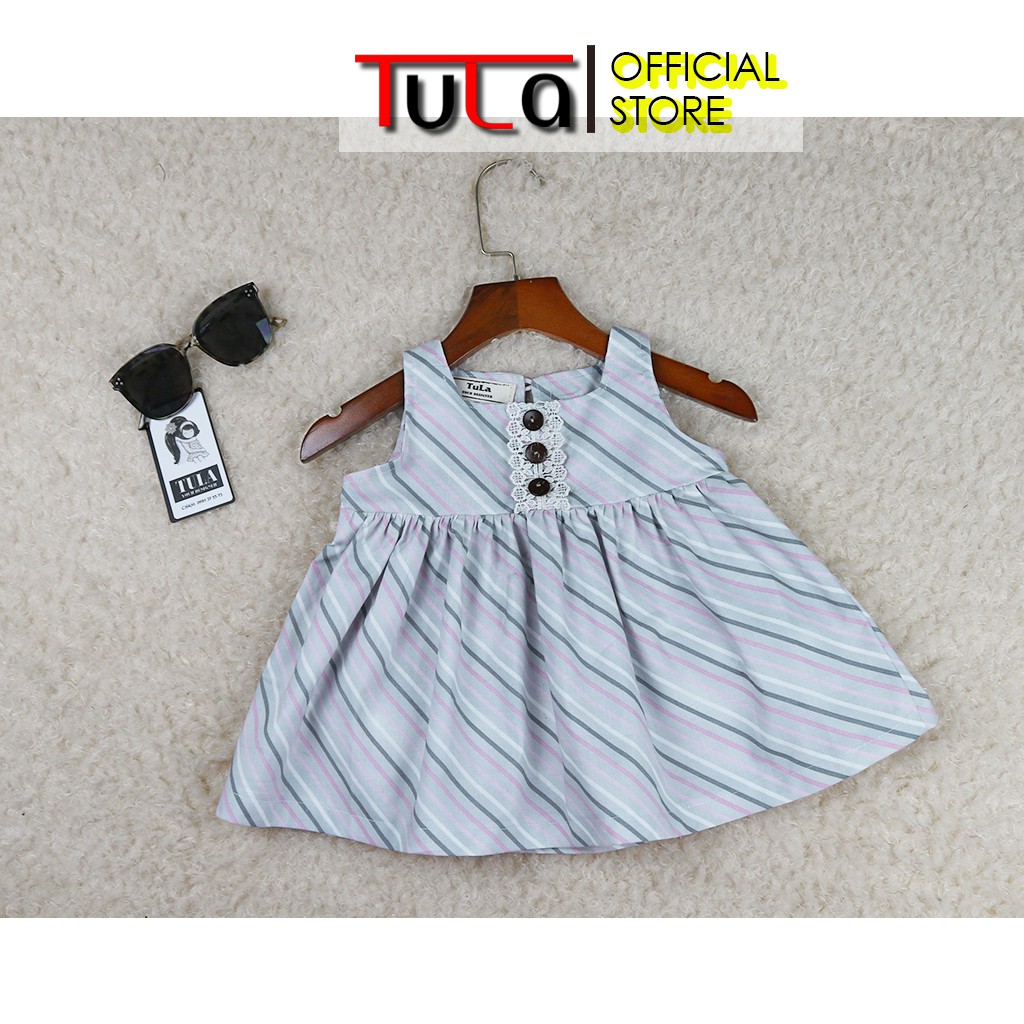 Áo Baby Doll Bé Gái Kẻ Sọc Cực Yêu Vải Thô Cotton Hàn