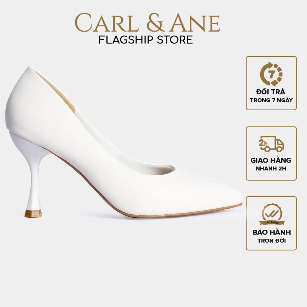 Carl & Ane - Giày cao gót nữ bít mũi đơn giản thời trang màu trắng _ EP010