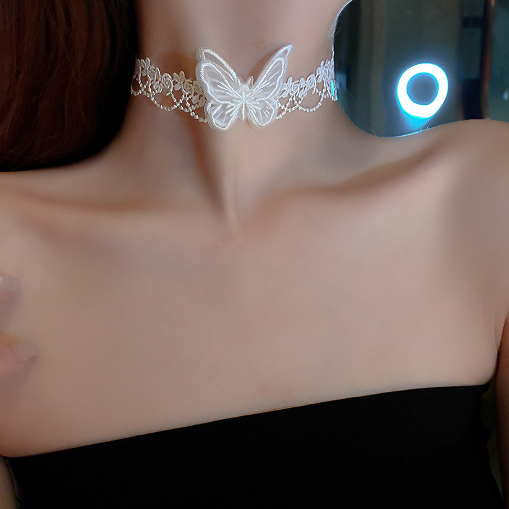 Vòng Cổ Choker Ren Hình Bướm / Hoa Thời Trang Cho Nữ
