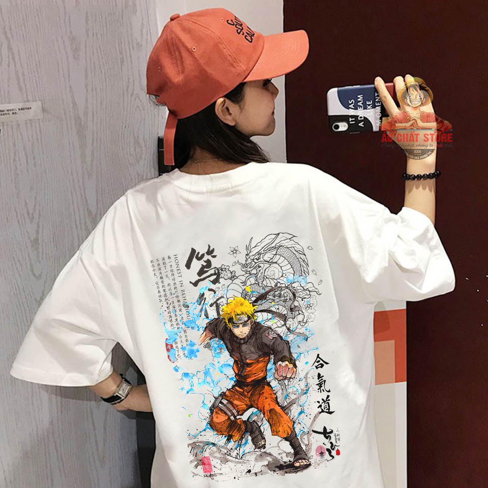 (Siêu Phẩm) Áo Tay Lỡ Nam Nữ Unisex Naruto Thư Pháp Cao Cấp | Áo Naruto Tay Lỡ Đẹp