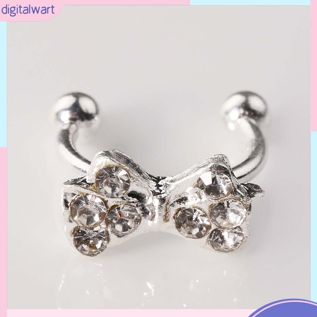 Khuyên vành tai đơn thiết kế hình nơ đính đá dễ thương sang trọng dành cho nữ