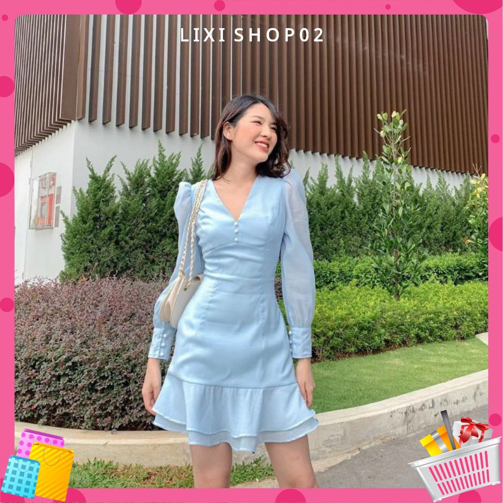 [có ảnh sàn] Đầm dự tiệc nữ đuôi cá siêu dễ thương vải voan xịn có lót toàn thân