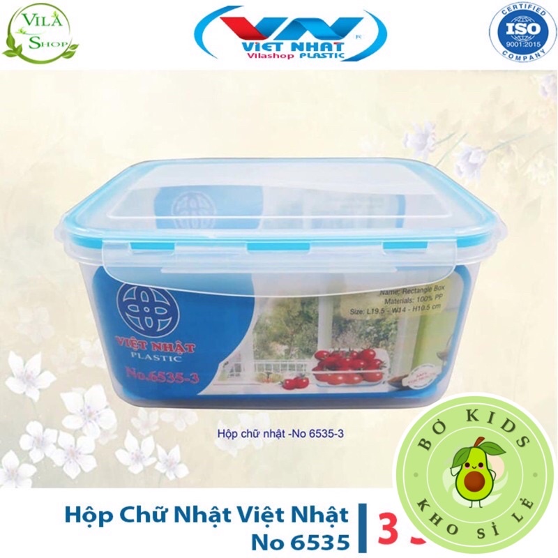 Bộ 3 Hộp Đựng Thực Phẩm Hình Chữ Nhật 6535 - Hộp đựng thực phẩm đồ ăn để tủ lạnh, hộp đựng thức ăn