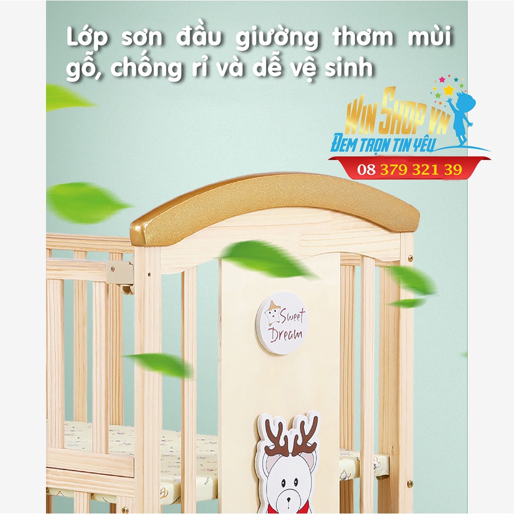 Nôi cũi UMOO UM-0860 màu gỗ