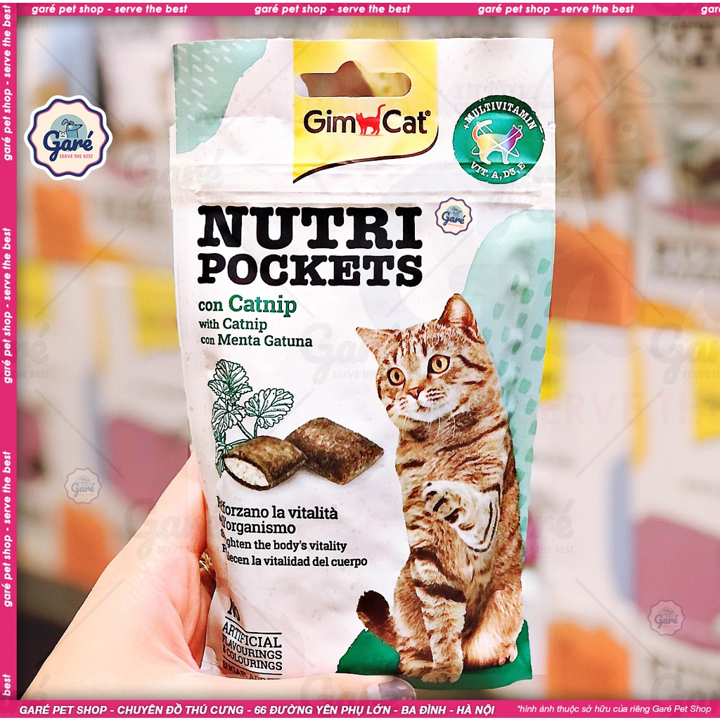 60g - Bánh thưởng Catnip bổ sung 12 loại Vitamin hàng nhập Đức cho Mèo - GimCat Nutri Pockets Catnip and Multi-Vitamin