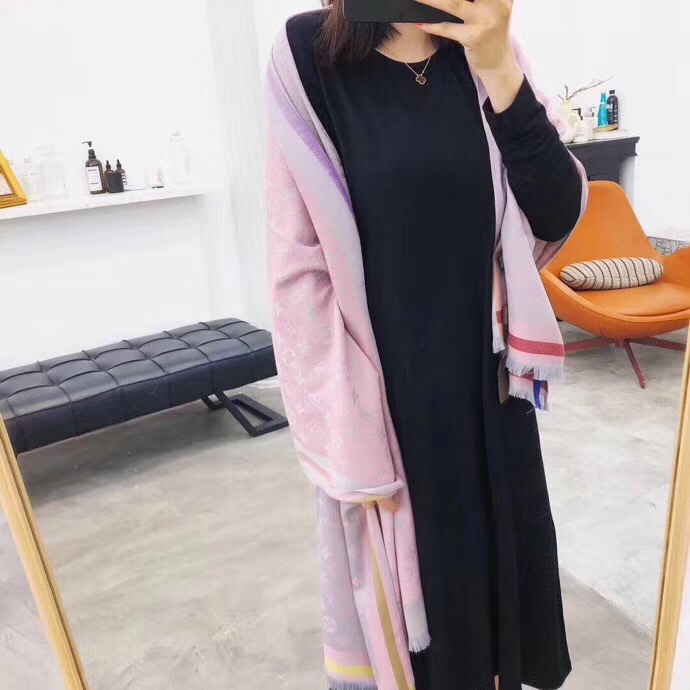 Khăn Choàng Cotton Dài Màu Trơn In Chữ Thời Trang Cho Nữ