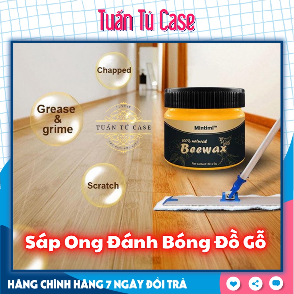Sáp ong đánh bóng đồ gỗ nội thất sàn gỗ Beewax với 3 tác động làm mới đồ gỗ chống thấm nước - Tuấn Tú Case