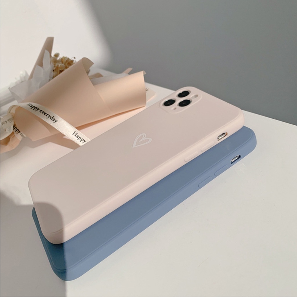 Ốp Lưng Silicon Màu Bảo Vệ Camera Heart - E078