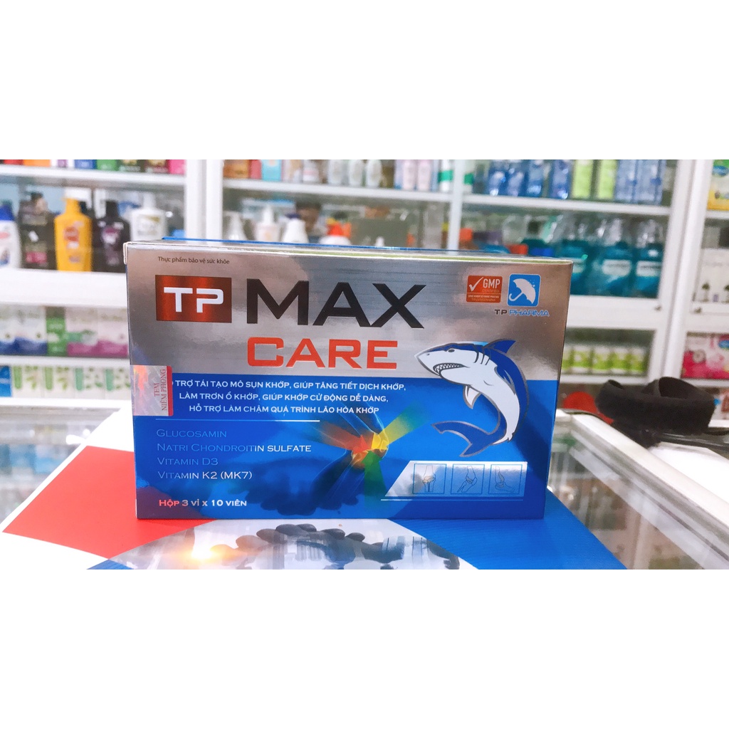 Viên bổ xương khớp Glucosamine, sụn vi cá mập, vitamin D3, K2 (TP MAX CARE)(Hộp 3 vỉ x 10 viên)