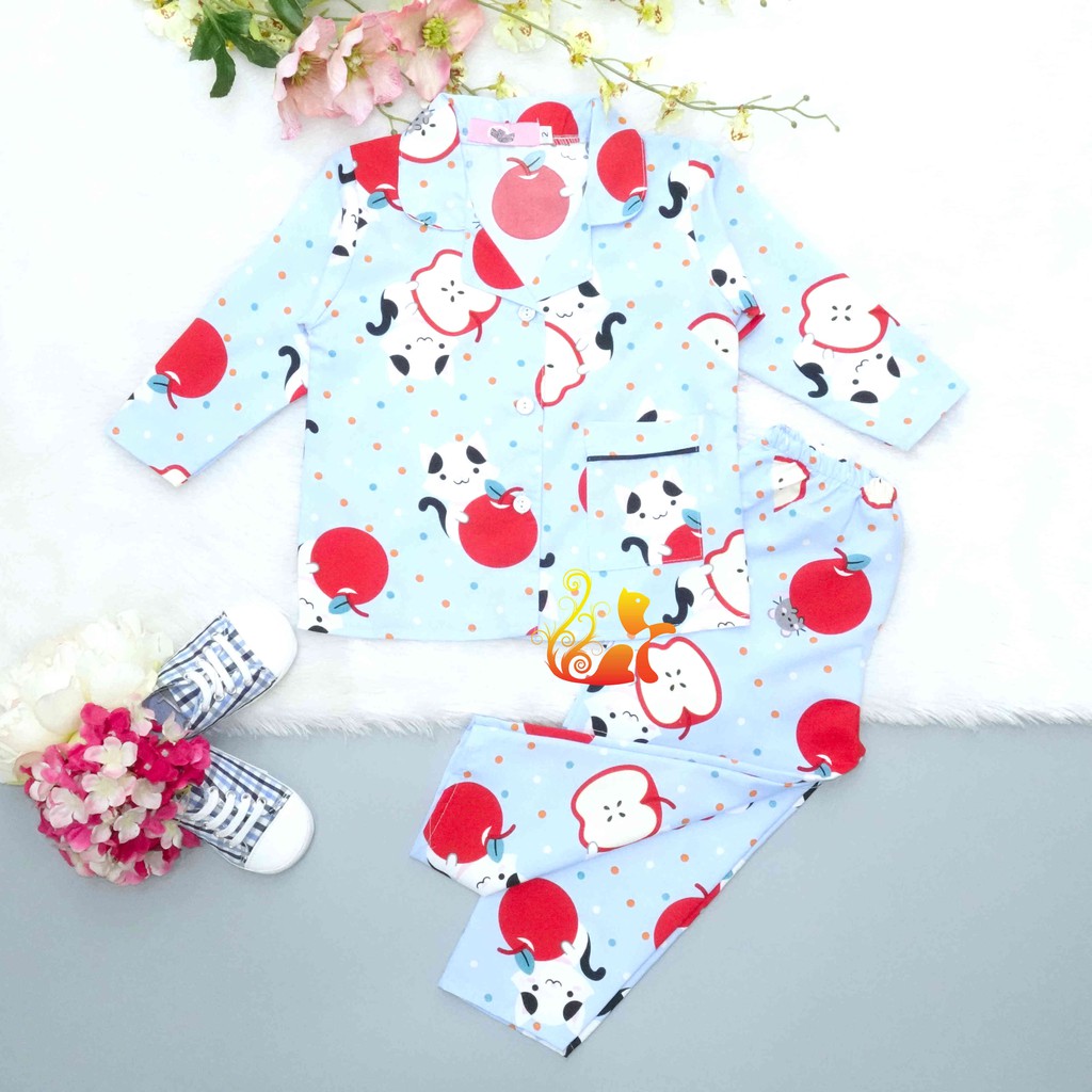 Đồ Bộ Mặc Nhà &quot;Táo Đỏ&quot; Pijama Kate Thái Quần Dài - Cho Bé 8-38kg.