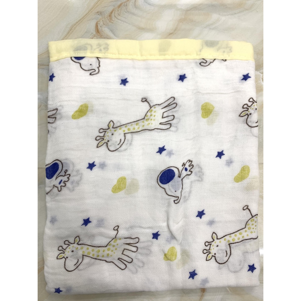 Khăn Tắm Cho Bé Cotton Sợi Tre 6  Lớp Bo Viền 90X80cm