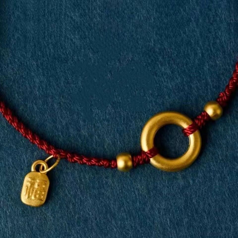 Lắc chân. Nafu Vòng Đeo Tay / Lắc Chân Bện Dây Đỏ Thương Hiệu Xiaofu Cổ Điển Sinh Nhật Năm Dành Cho Bạn Nữ