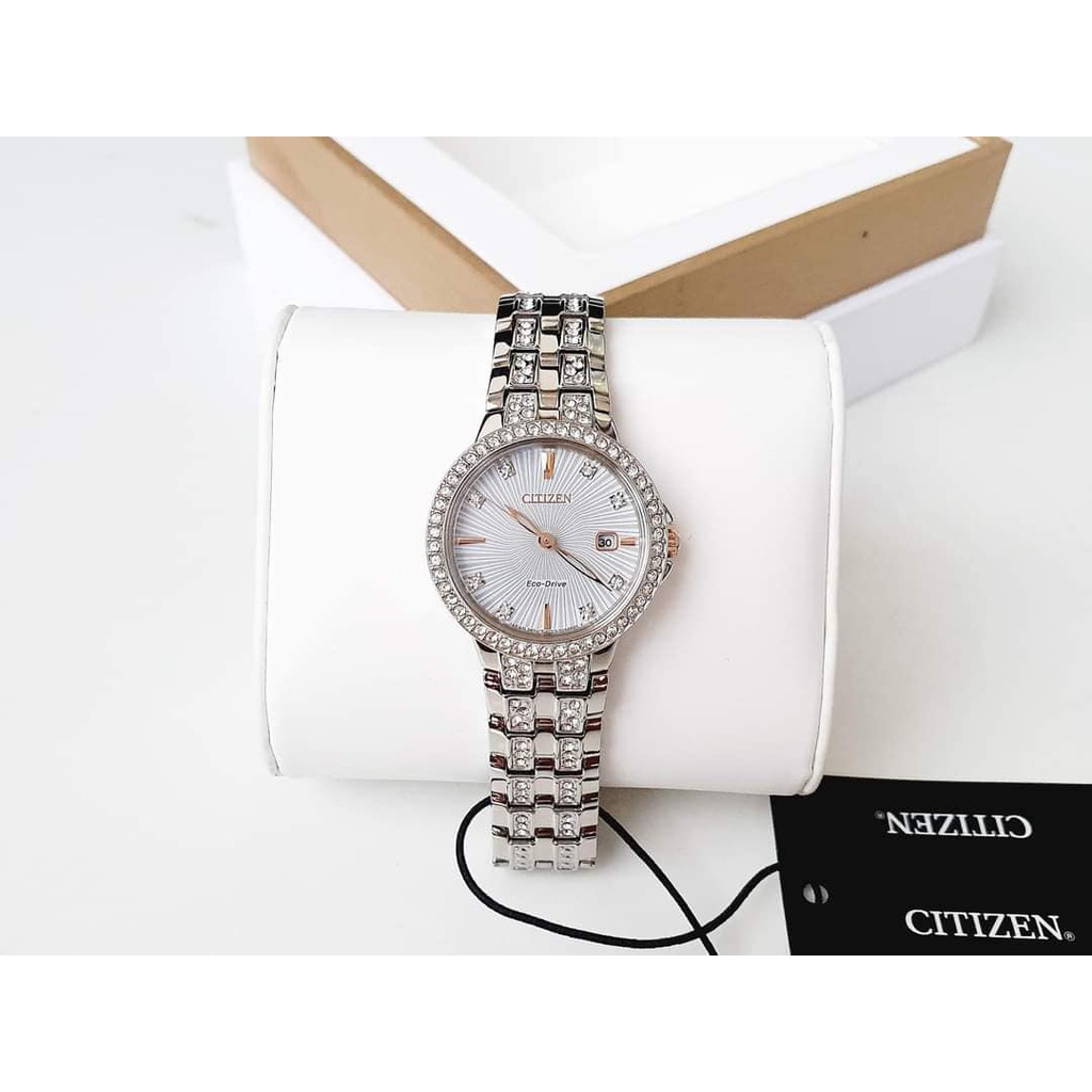 Đồng hồ nữ cao cấp Citizen Eco-Drive EW2340-58A Crystal Accent Silver-Ton chính hãng