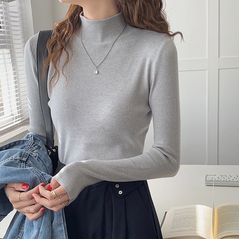 Áo len cổ lọ tay dài thời trang thu đông thanh lịch đơn giản