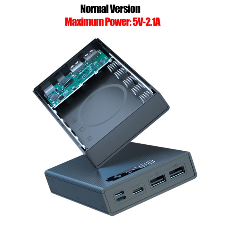 Vỏ pin sạc dự phòng màn hình LCD 5x18650 có thể tháo rời tiện dụng