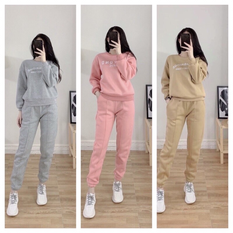 Bộ Nỉ Bông Nữ Hottrend 2021 - Vải nỉ cao cấp không xù - 3 màu thời trang