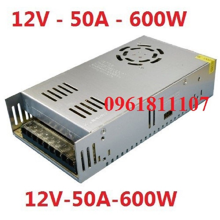 Nguồn tổ ong 12V 50A có quạt tản nhiệt