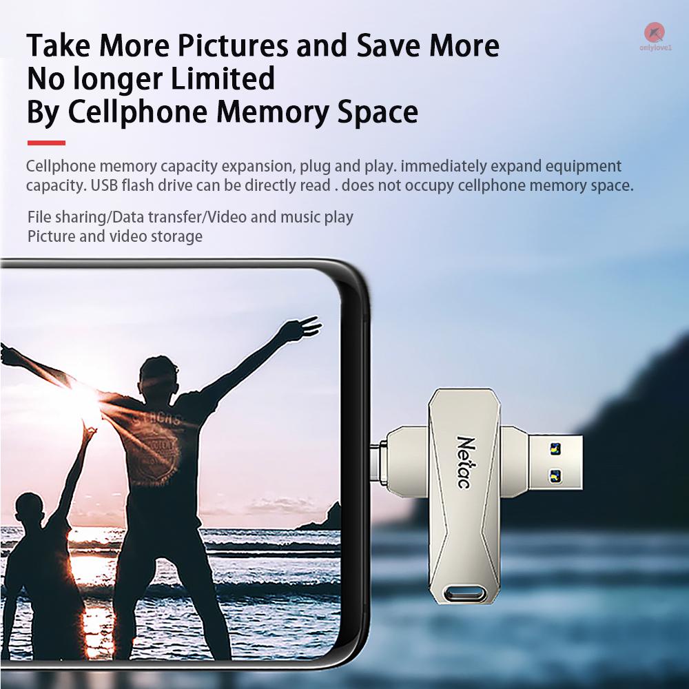 Thẻ nhớ mở rộng giao diện USB loại C 64GB cho điện thoại di động (1-Netac U782C) | BigBuy360 - bigbuy360.vn