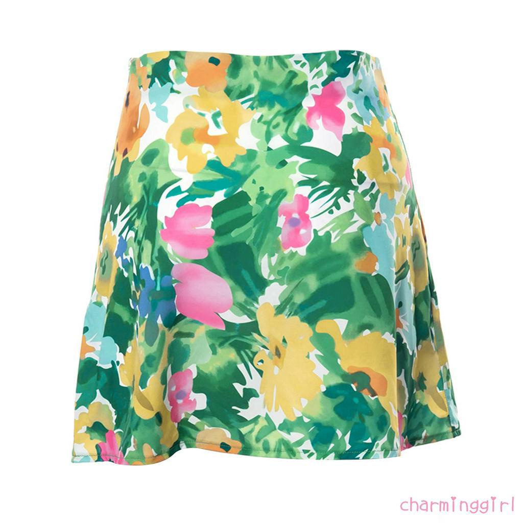 Chân Váy Chữ A Họa Tiết Hoa Vintage Cho Nữ