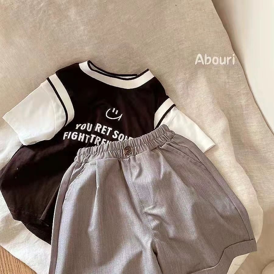 [Hàng Sẵn Sàng!!]Áo Sơ Mi Tay Ngắn Kẻ Sọc Thời Trang Cho Bé TraiÁo Thun Tay Ngắn Giả Hai Lớp Họa Tiết Kẻ Sọc Thời Trang Mùa Hè Phong Cách Hàn Quốc Cho Bé Trai