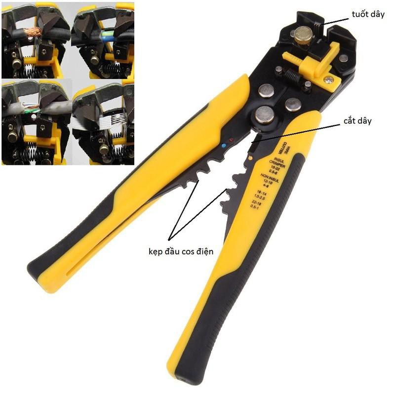 Kìm tuốt dây điện tự động cắt dây bấm cos đa năng